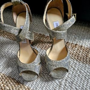 Jimmy Choo Women's Gold Lame Glitter Kuki Platform Sandal